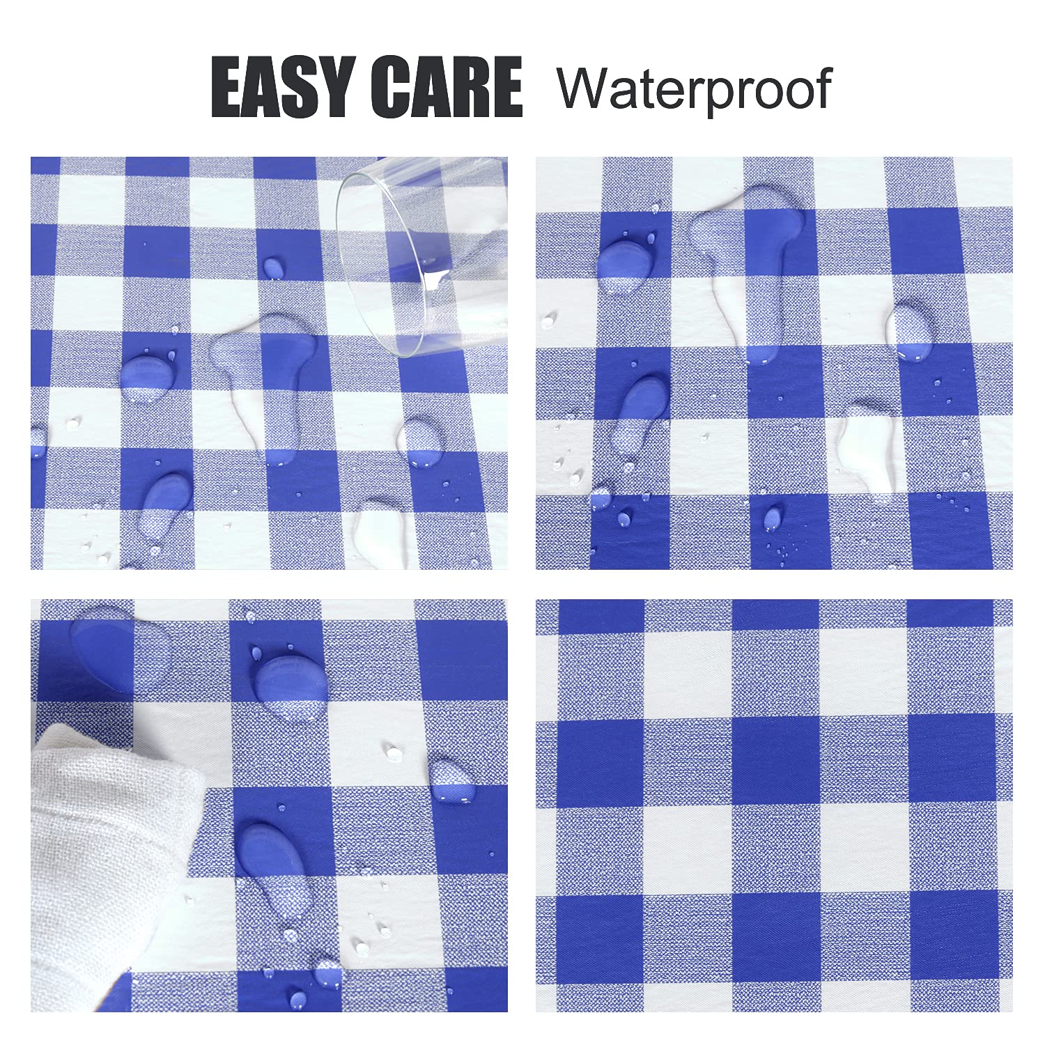Fitable Blue Checkered Picnic Table Cover Waterproof Vinyl Fitted Table Cover Flannel Backing Outdoor Indoor Tablecloth 30 ''X96